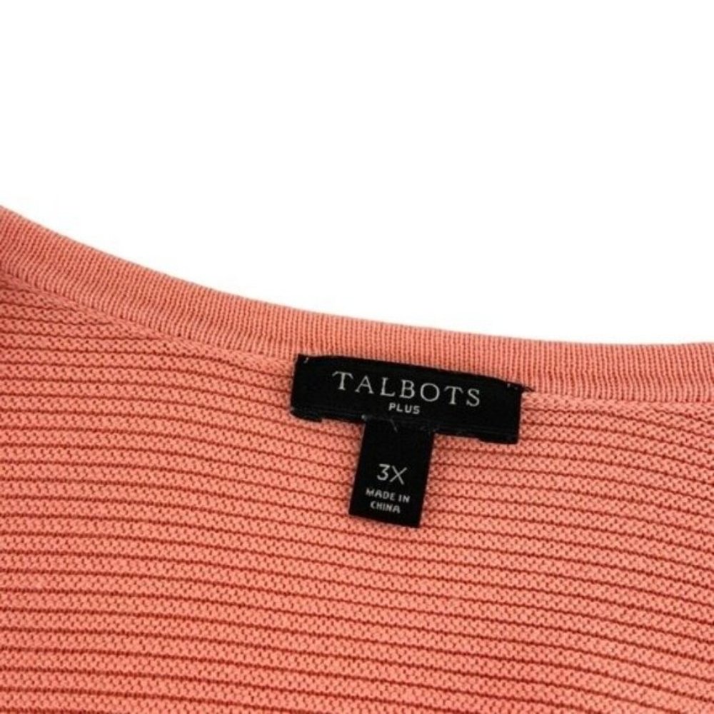 Talbots Coral Ribbed Long Ottoman Cardigan - Picture 3 of 7